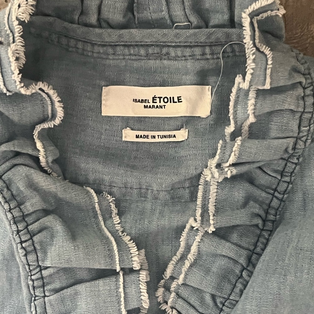 Isabel Marant Etoulr Blue Ruffled Denim Top - Picture 6 of 6